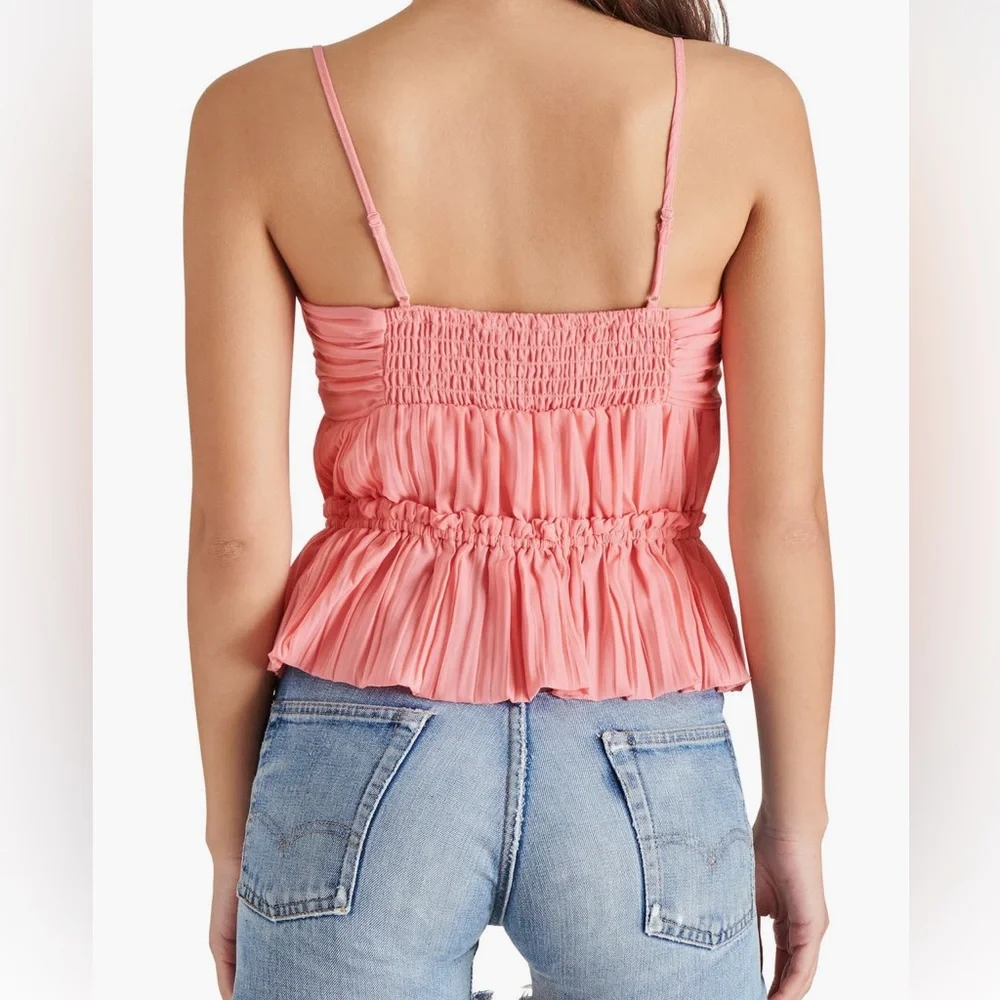 New! Steve Madden Solange Ruched Peplum Camisole Peach Romance True to Size - Picture 15 of 15